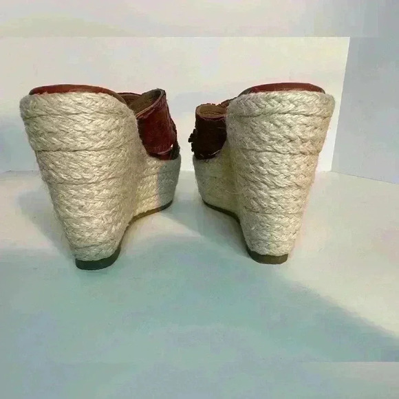Vintage Foundry Co Lorie Espadrille Wedge Sandal Leather Style VFL254 Cognac 7.5 - Picture 6 of 11